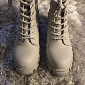 MIA Light Gray Lace Up Boots